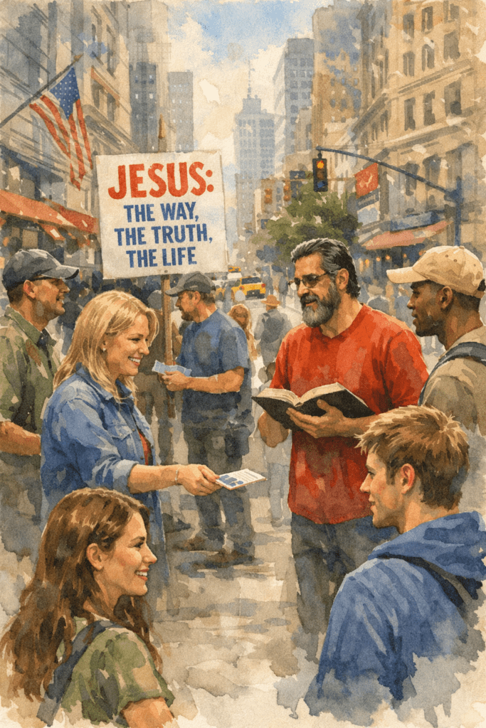 Christians sharing the gospel